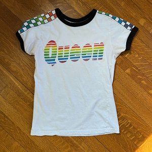 Queen Rainbow Ringer T-Shirt Size Small